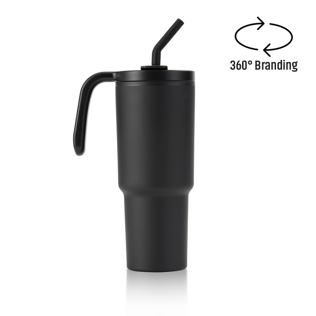 FORZA 360 - Hans Larsen Recycled Stainless Steel/PP Tumbler with 360 Branding - Black