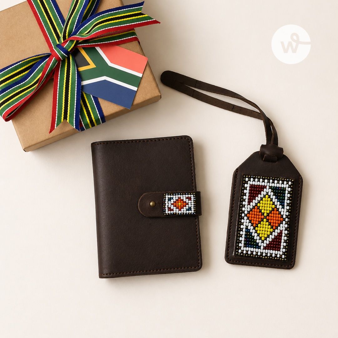 Beaded Leather Travel Gift Set